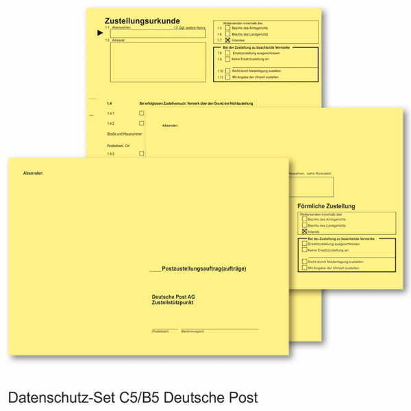 Datenschutz Set C5 B5 Deutsche Post Ag Mit Abgetrennten Urkundenfach Datenschutz Sets Zustell Sets Zustellung Bs Behoerdenverlag De